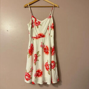 Old Navy Poplin Dress Floral White Women Size  L